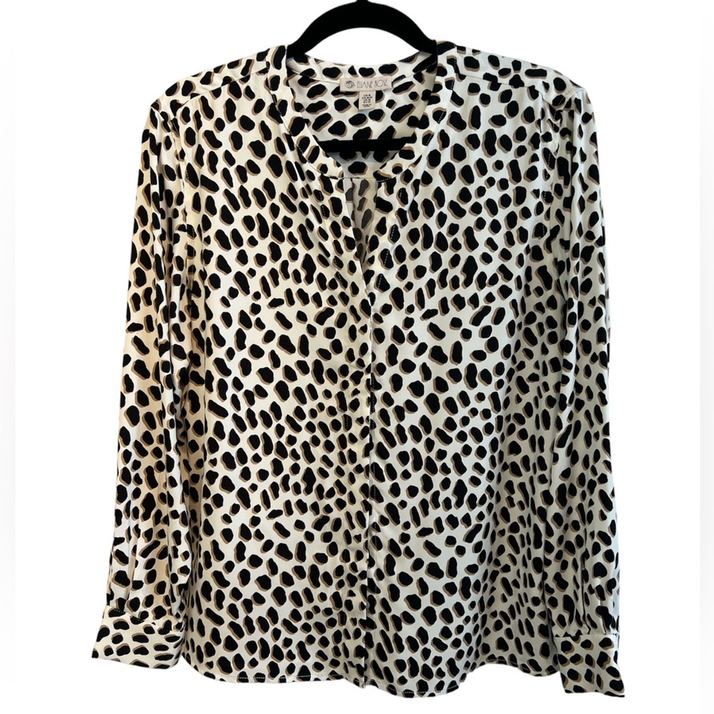 Button Down Animal Print Blouse